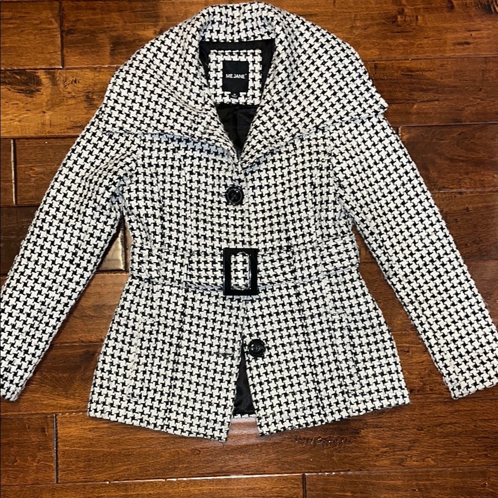 Me Jane Houndstooth Short Coat Women-sz M